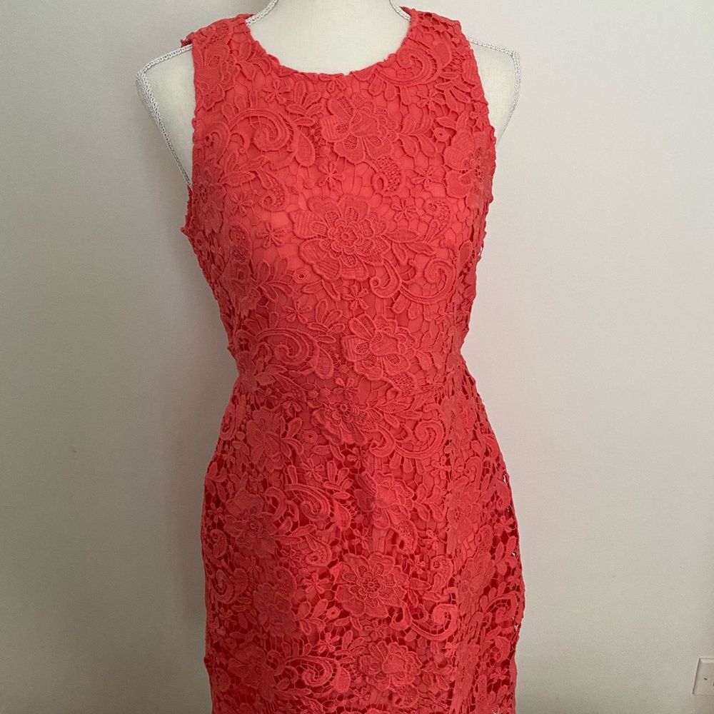 J Crew Red Orange Lace Dress